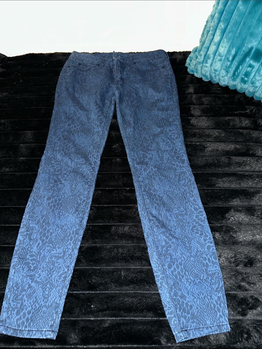bebe Navy Blue Jacquard Skinny Jeans